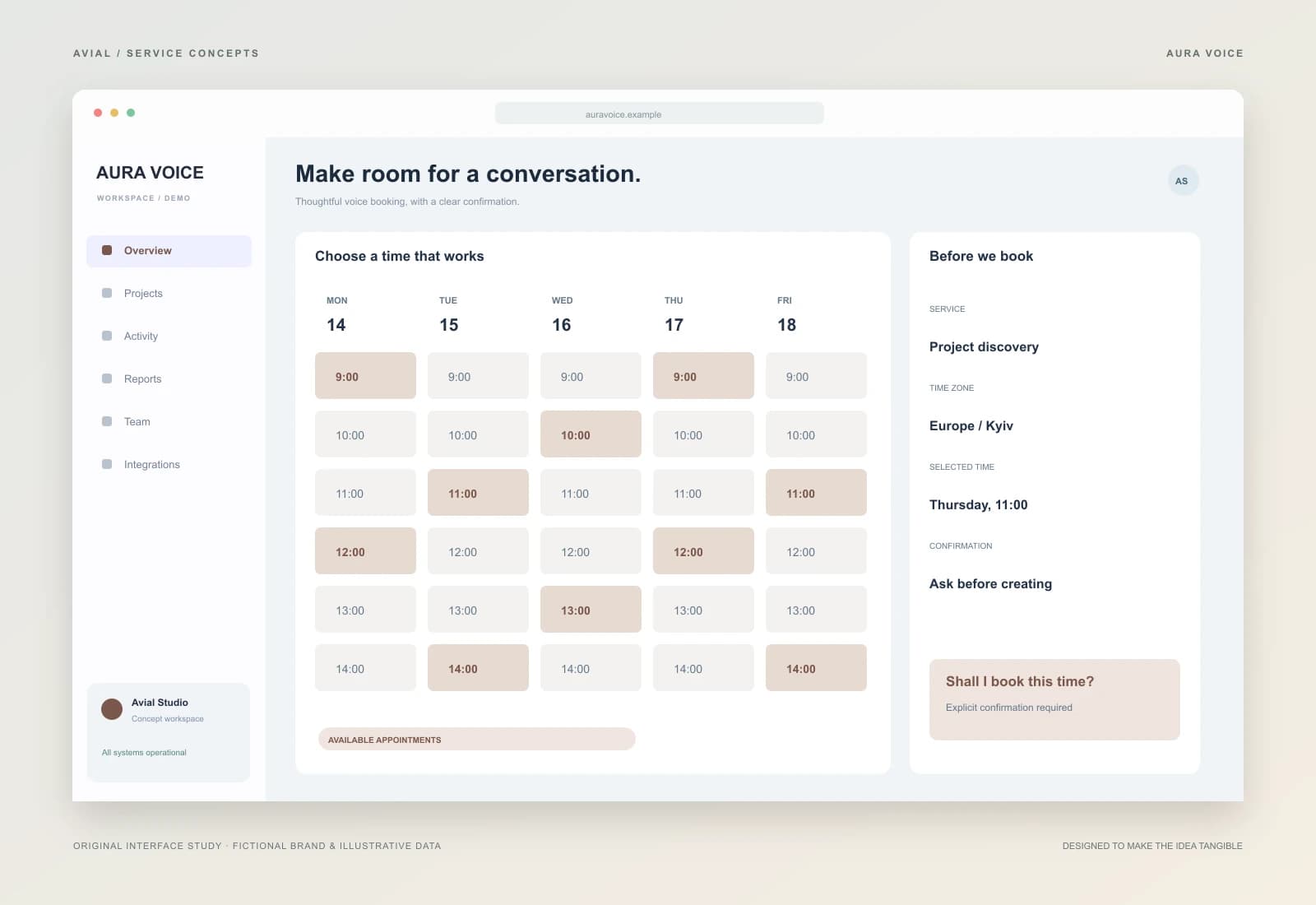 AURA VOICE — Book a meeting by voice